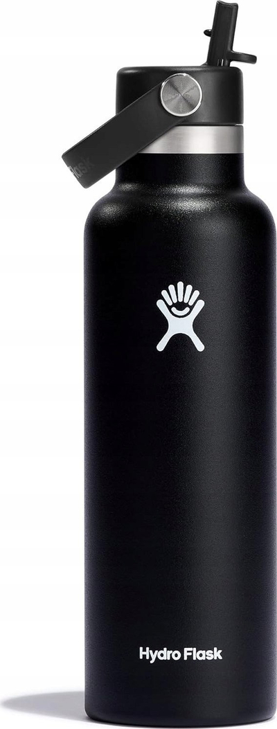 Shishe uji Hydro Flask Standard Mouth, 621 ml, kapak Flex Straw, e zezë
