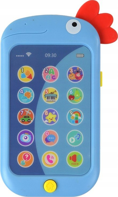 Telefon lodër edukativ Huanger Phone Touch, me drita edhe tinguj, me pulë, blu
