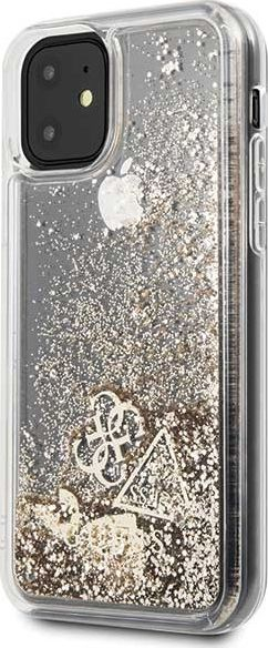 Kapak telefoni Guess Glitter për iPhone 11 6.1", plastik, i artë