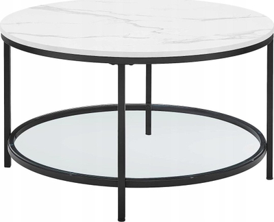 Tavolinë kafeje LEOBERT Round, 87x86 cm, mermer i bardhë