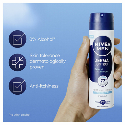 Antiperspirant sprej për meshkuj Nivea Derma Control Defend, 150 ml