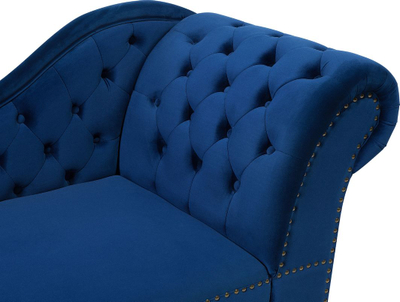 Divan lounge Beliani Nimes, me shtrat anësor të djathtë, kadife, blu e errët