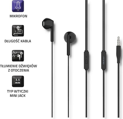 Kufje Qoltec 50833 in ear, me mikrofon, 3.5 mm, të zeza