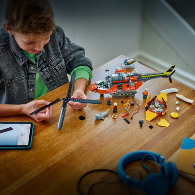 Set ndërtimi LEGO City Coast Guard Helicopter 60503, helikopter shpëtimi, për kalamaj