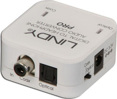 Konvertues audio Lindy 70467 DAC, nga dixhitali në analog, 24bit 192KHz, ngjyrë e zezë