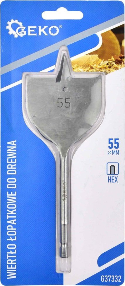 Stërvitëse lopatë për dru Geko G37332, 55mm, shank HEX, metalike