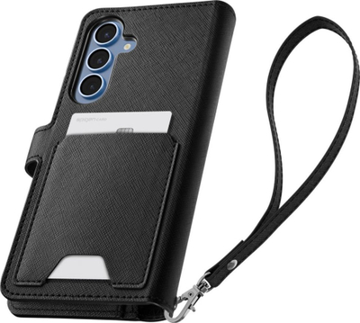 Këllëf portofol Spigen Wallet S për Samsung Galaxy S25 Plus, me hapësirë për karta, funksion stand, i zi