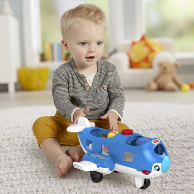 Aeroplan lodër Fisher Price Little People Travel Together, me drita edhe me tinguj, me 2 figura, blu