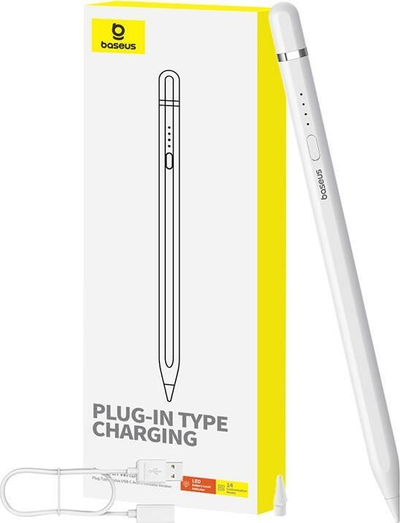 Stilus aktiv Baseus Smooth Writing Series, karikim wireless me USB-C, i bardhë