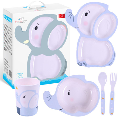 Сет садови за бебиња Bocioland Elephant, 5 делови, меламин, шарен