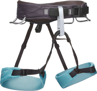 Veshje sigurie femrash për ngjitje Black Diamond Momentum Caspian, madhësia XS, e zezë / kaltër