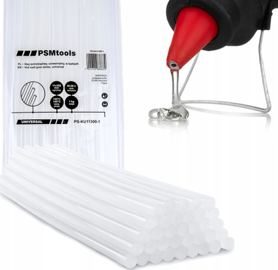 Силиконски стапчиња за жешко лепење PSM Tools, 11x300mm, 35 парчиња 1kg, проѕирни