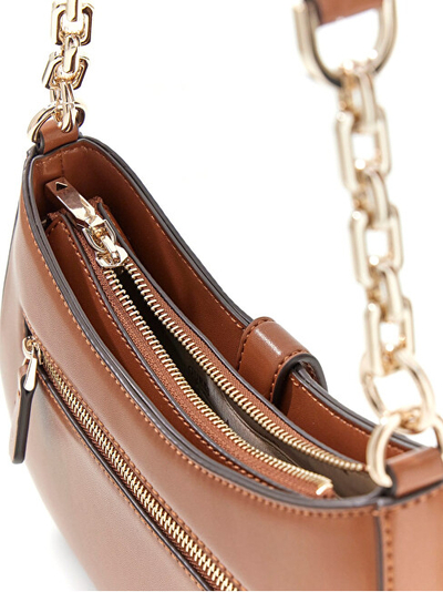 Çantë shpatulle Carrie Top Zip Shoulder Bag, me zinxhir, ngjyrë neutrale