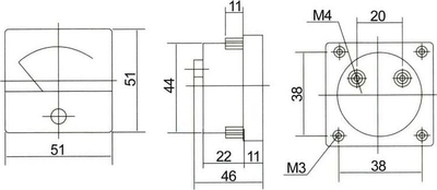 Ampermetër paneli MAB5A, 5A DC, me shunt të integruar