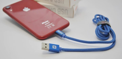 Kabllo USB Lightning Swissten Textile 71523206, 1.2m, 3A, e kuqe
