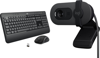 Set tastierë edhe maus me kamerë Logitech MK540 Advanced US edhe Brio 100, wireless, Full HD 1080p, i zi