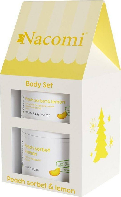 Set për trup Nacomi Peach Sorbet & Lemon, scrub trupi 100 ml, krem trupit 180 ml