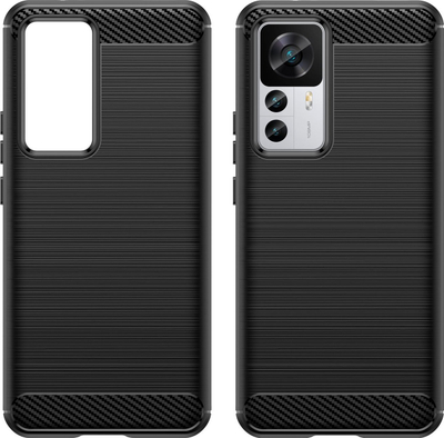 Kllëf makinerie për Xiaomi 12T / 12T Pro Carbon, TPU i butë, mbron nga goditjet, i zi