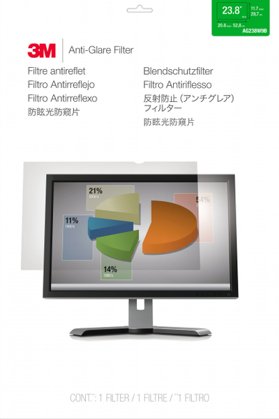 Filtër ekrani 3M AG23.8W9B, 23.8", anti-reflektues, transparent