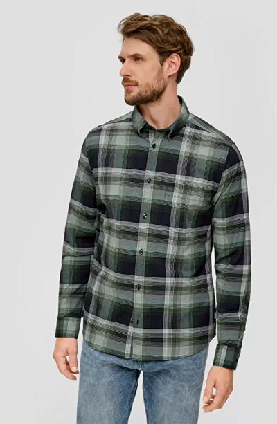 Këmishë për meshkuj S.Oliver Slim Fit, e gjelbër
