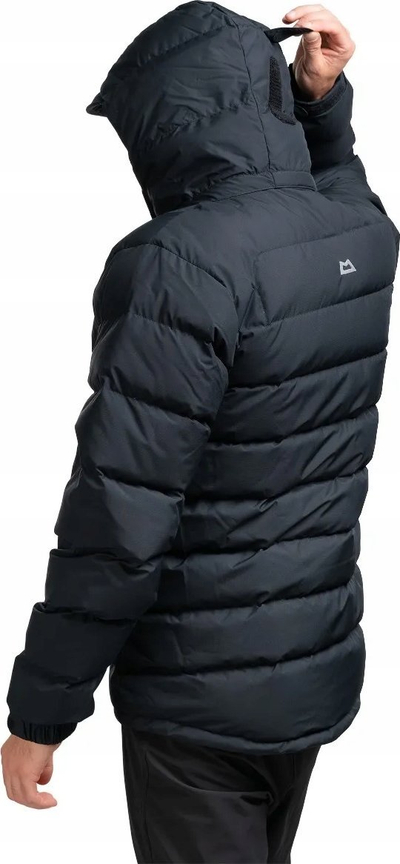 Xhaketë dimri Mountain Equipment Lightline Eco për burra, me pupla të ricikluara, me kapuç që hiqet, e zezë