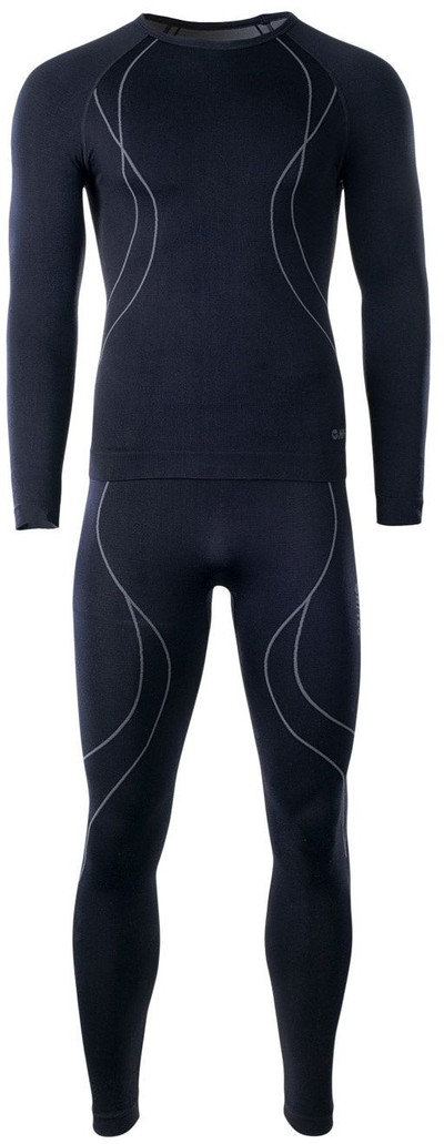 Të brendshme termike Hi-Tec Ikar Set M, komplet për burra, i shtrënguar, blu navy