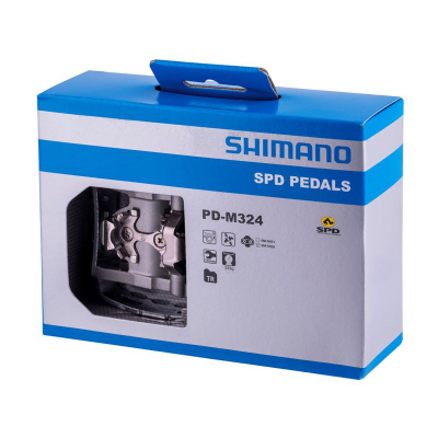 Pedale biçiklete Shimano SPD PD-M324, alumini, sistem SPD, argjendtë
