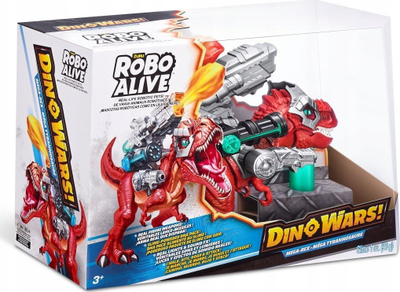Lodër robotike Zuru Robo Alive Dino Wars Mega Rex, me zëra dhe lëvizje, dinosaur T‑Rex i kuq