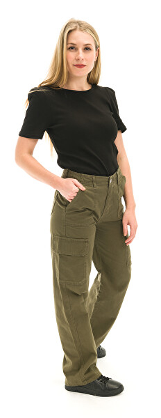 Pantallona Jacqueline de Yong JDYABBY Wide Leg Fit, të gjelbër