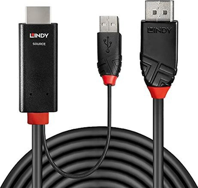 Kabllo HDMI në DisplayPort Lindy, 2m, 4K 60Hz, e zezë