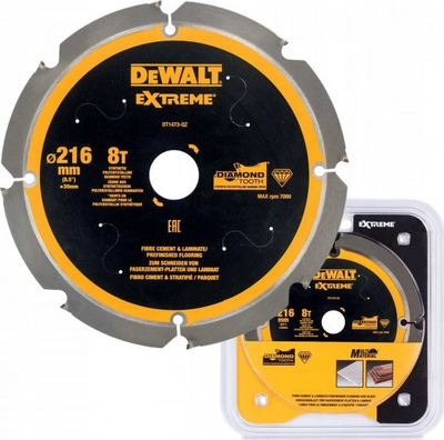 Нож за пила Dewalt DT1473, 216x30mm, за фиброцемент, жолт