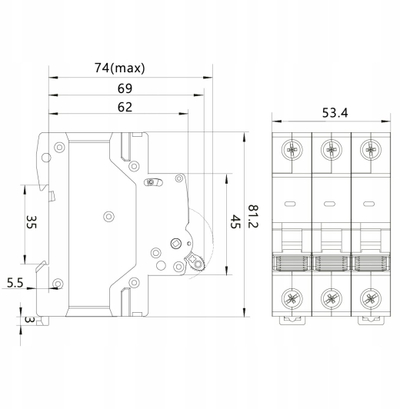 Aparat sigurie NEO OCB C20 3P, 20A, 400V, i bardhë