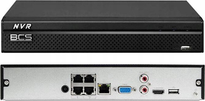 Regjistrues IP BCS Line BCS-L-NVR0401-4KE-4P, 4 kanale PoE, 4K, ngjyrë e zezë