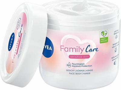 Krem trupi Nivea Family Care Sensitive Skin, për fytyrë, trup edhe duar, për lëkurë të ndjeshme, 450 ml