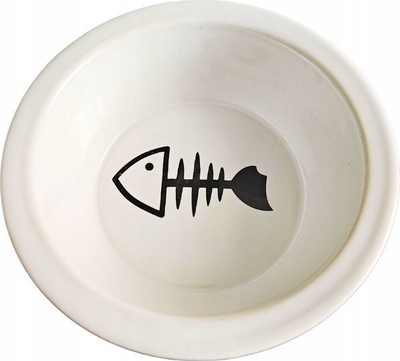 Set tasa për mace BarryKing, 2 tasa qeramike me mbajtëse hekuri, 12cm, bardh e zi