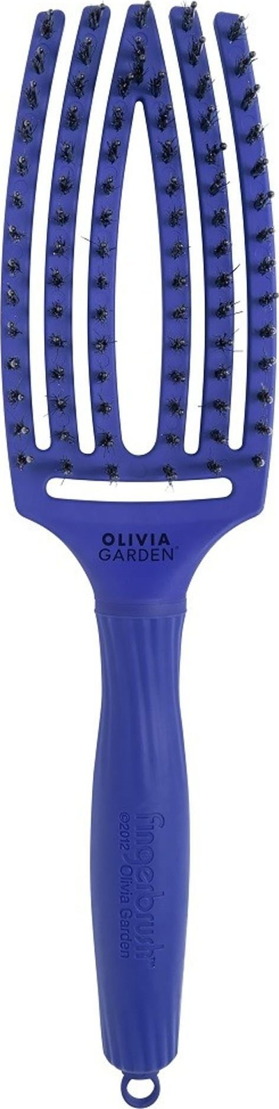 Krehër flokësh Olivia Garden FingerBrush Combo Medium, me qime natyrale edhe najloni, blu Blue Jeans
