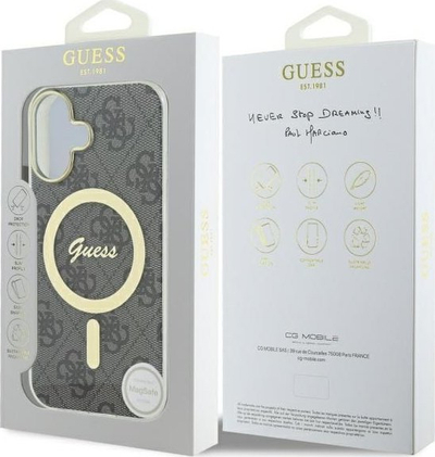 Mbulesë telefoni Guess GUHMP16MH4STK për iPhone 16 Plus 6.7", MagSafe, e zezë