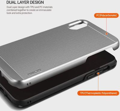 Maskë mbrojtëse Obliq Slim Meta për iPhone X, satin silver
