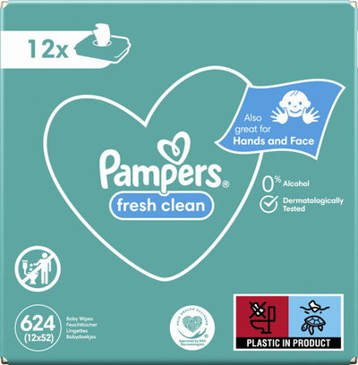 Letra të lagështa Pampers FreshClean, 624 copa