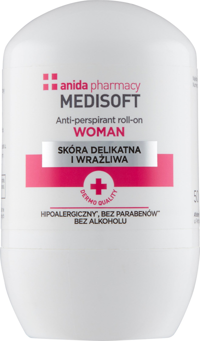Deodorant roll on Anida Medisoft, për lëkurë të hollë e të ndjeshme, për gra, 50ml
