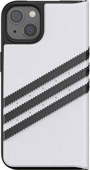 Mbrojtëse telefoni Adidas Booklet për iPhone 13, lëkurë sintetike, me kapak ekrani, e bardhë