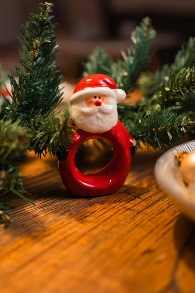 Unazë pecetash Atmosphera Santa Claus, qeramike, dekor festive, e kuqe e bardhë