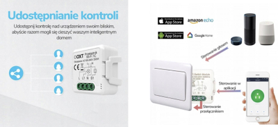 Интелигентен модул OXT Mini Relay, 2 кола, ZigBee Tuya, бел