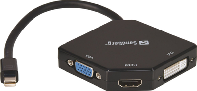 Adapter video Sandberg Mini DisplayPort në HDMI DVI VGA, i zi