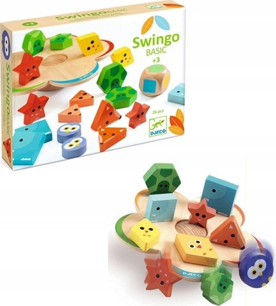 Lojë balancimi druri Djeco Swingo Basic, edukative, 26 pjesë, shumëngjyrëshe