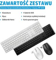 Set tastierë dhe maus pa tela HP 650, USB, ergonomik, i zi