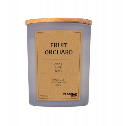 Qiri soje DONAU HOME Fruit Orchard, 200g, fitil druri, në gotë, kapak druri