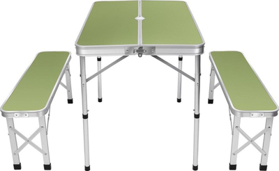 Set tavoline palosëse turistike Enero Folding, 90x60x70 cm, 2 stola alumini, jeshile