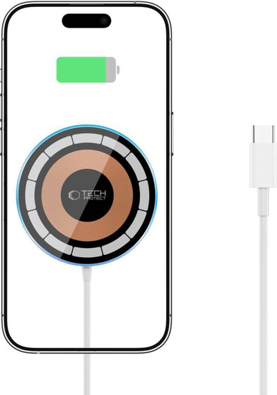 Karikues wireless Tech-Protect QI15W-A30, MagSafe, 15W, argjendtë
