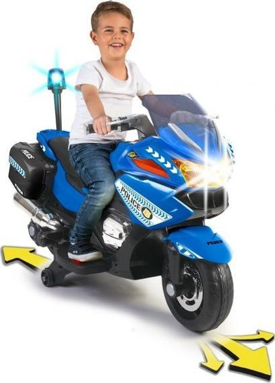 Motoçikletë elektrike për kalamaj Feber Police, 12V, me drita edhe zëra, blu